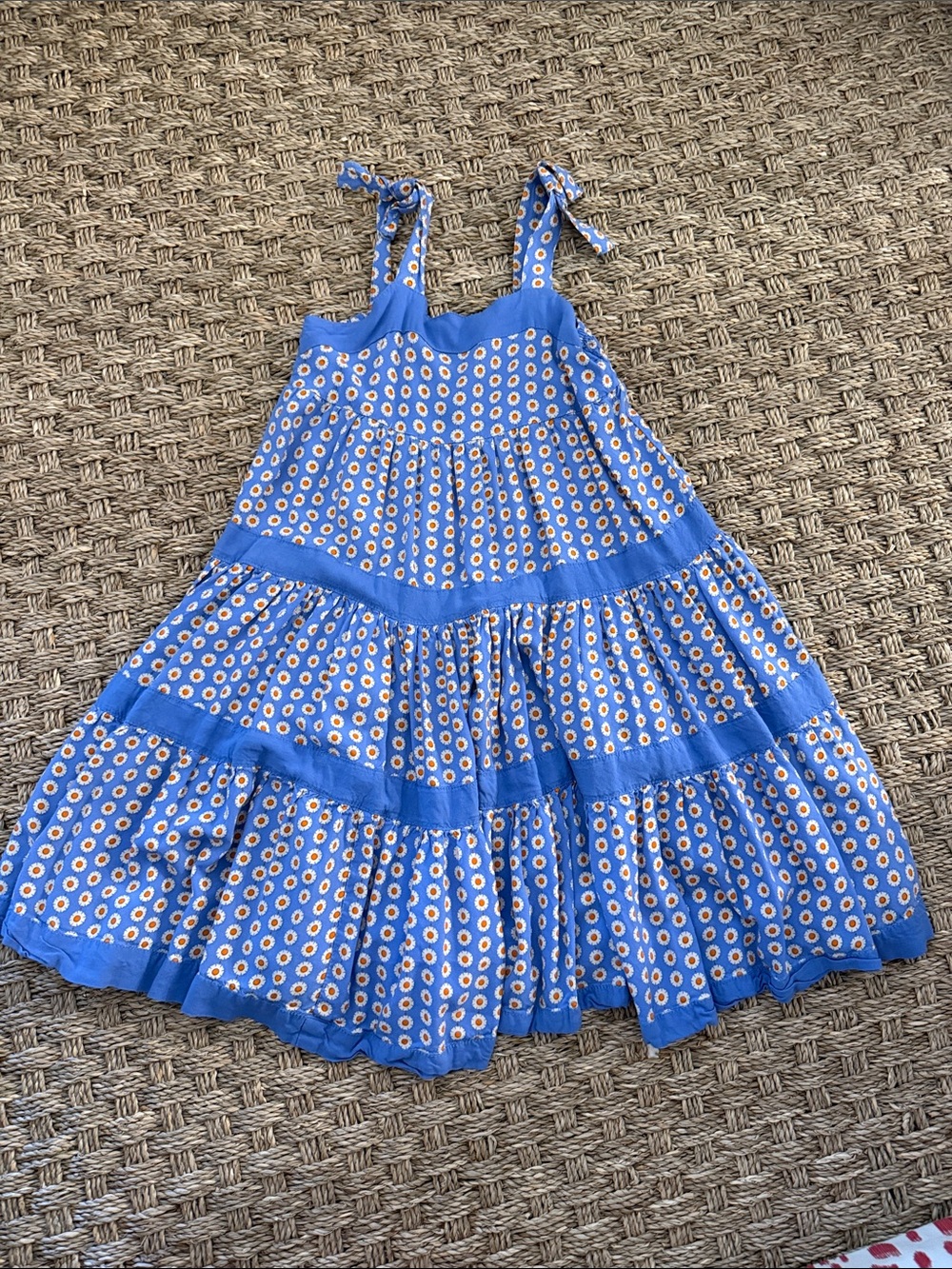 Blue Floral Tie-Shoulder Girls' Casual Sundress